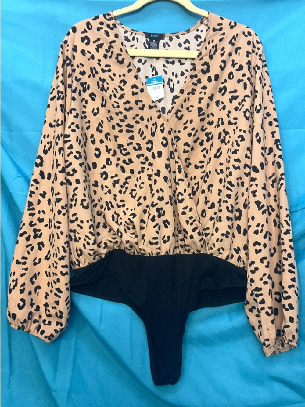 Rue21 Plus • Tan Leopard Wrap-Front Bodysuit • NWT • p2p 27"